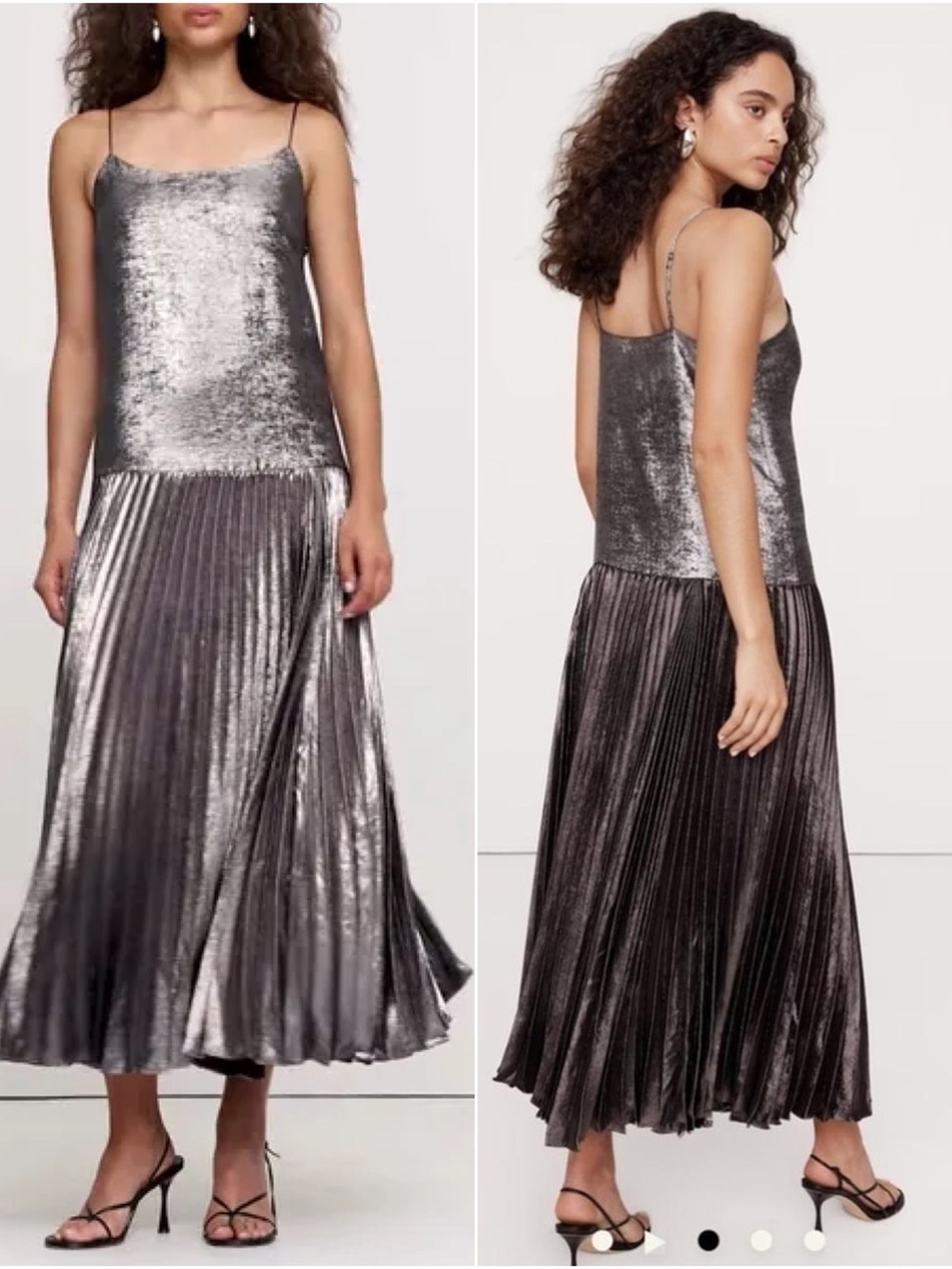 NWT Banana Republic Pleated Drop Waist Metallic Maxi Dress